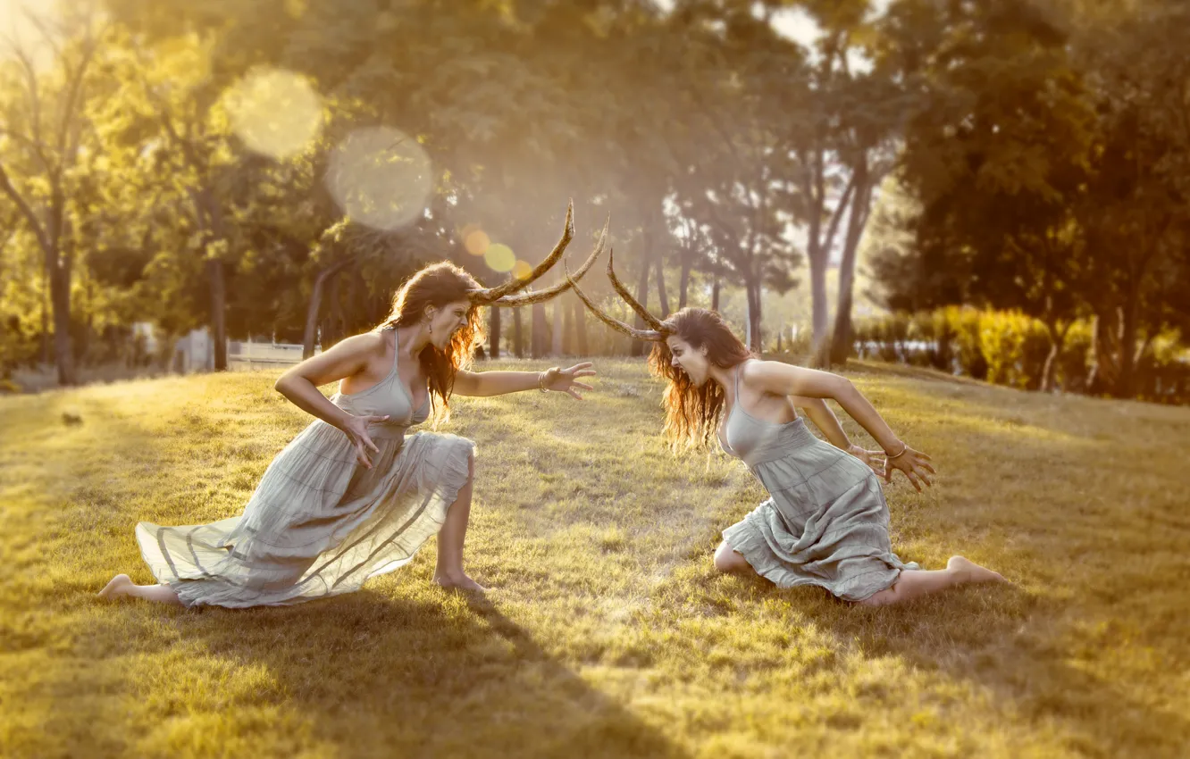 Photo wallpaper girl, fight, duel