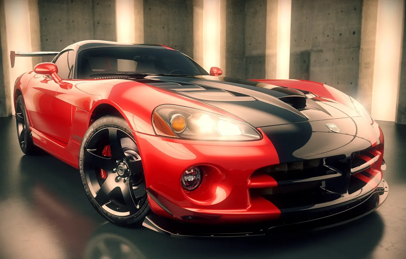 Photo wallpaper supercar, render, Dodge Viper, dodge viper