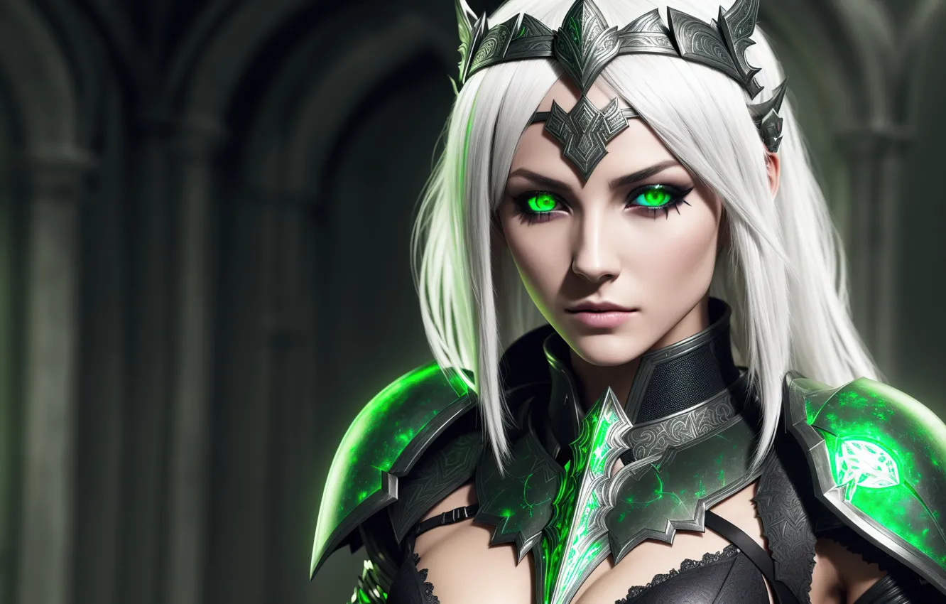 Photo wallpaper girl, fantasy, armor, art, mage, Stable Diffusion, Neuronet, AI Art