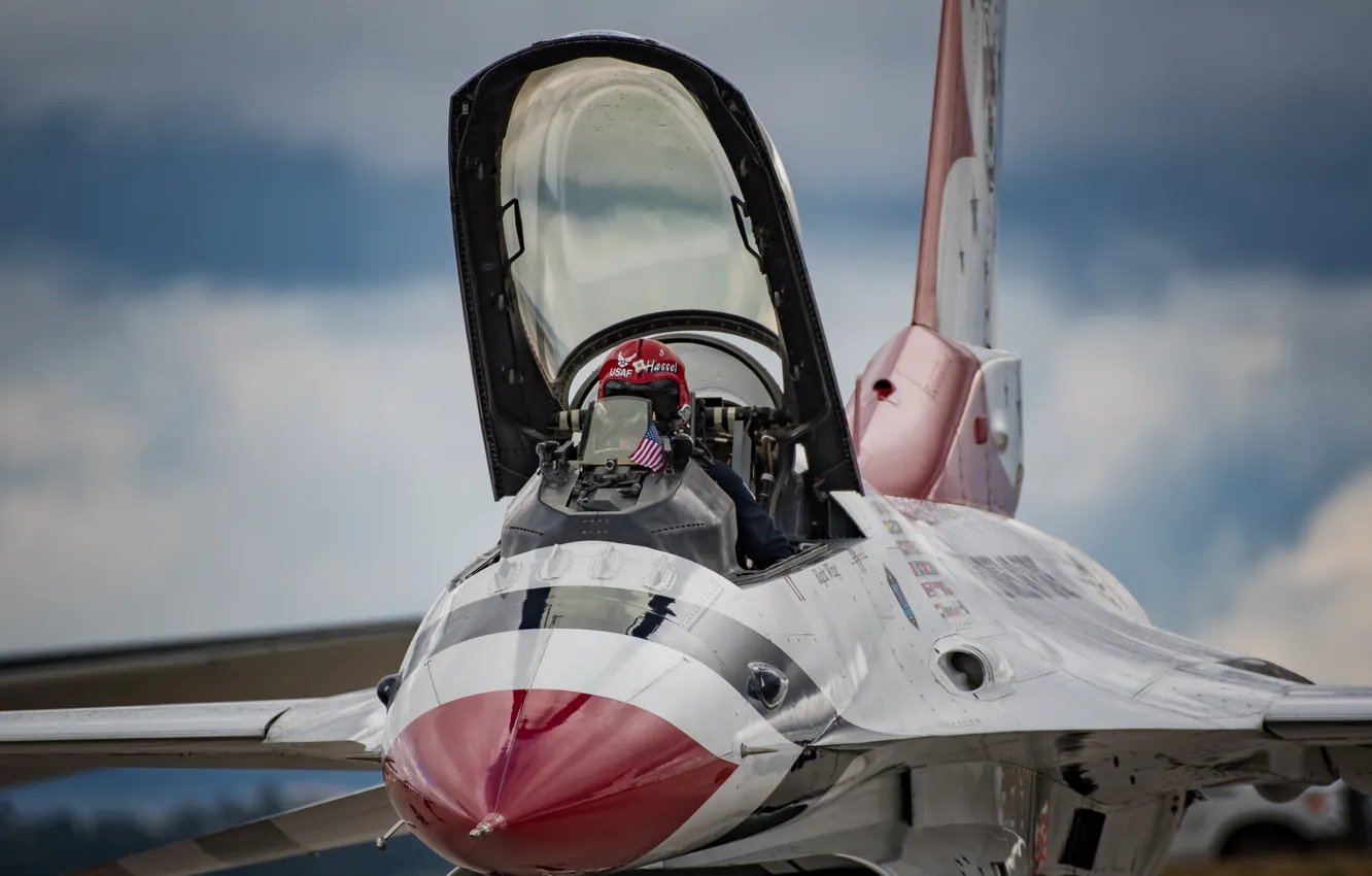 Photo wallpaper fighter, cabin, F-16, Fighting Falcon, Thunderbird
