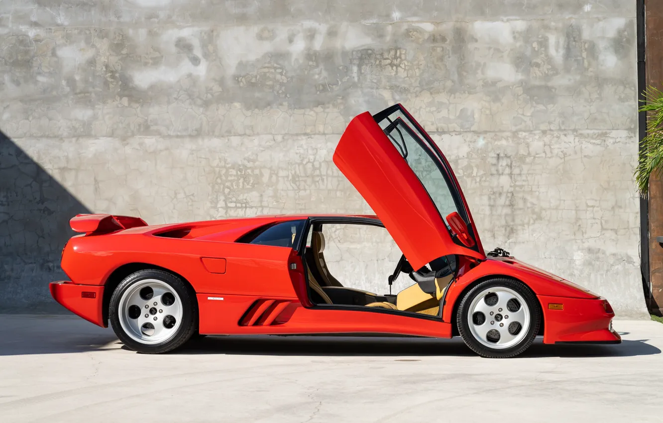 Photo wallpaper Lamborghini, red, lambo, Diablo, side view, Lamborghini Diablo SE30