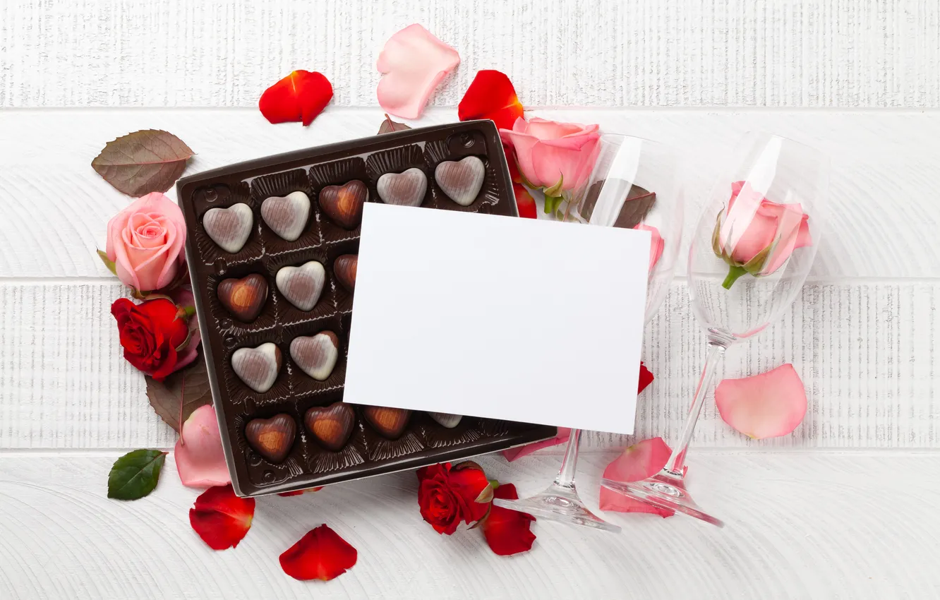 Photo wallpaper love, flowers, gift, romance, roses, love, Valentine's day, flowers