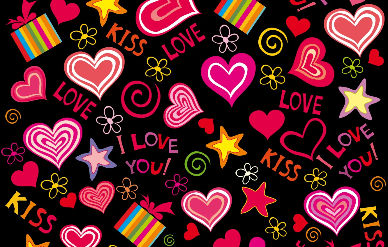 Photo wallpaper love, vector, hearts, love, background, romantic, hearts, sweet