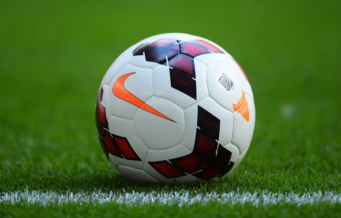 Photo wallpaper lawn, the ball, focus, football HD, barclays premier league