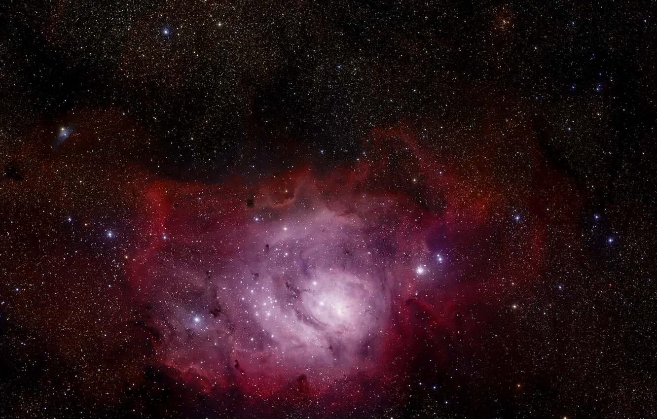 Photo wallpaper Stars, Nebula, NGC 6523, Messier 8, Constellation of Sagittarius, Emission nebula, H II region, The …