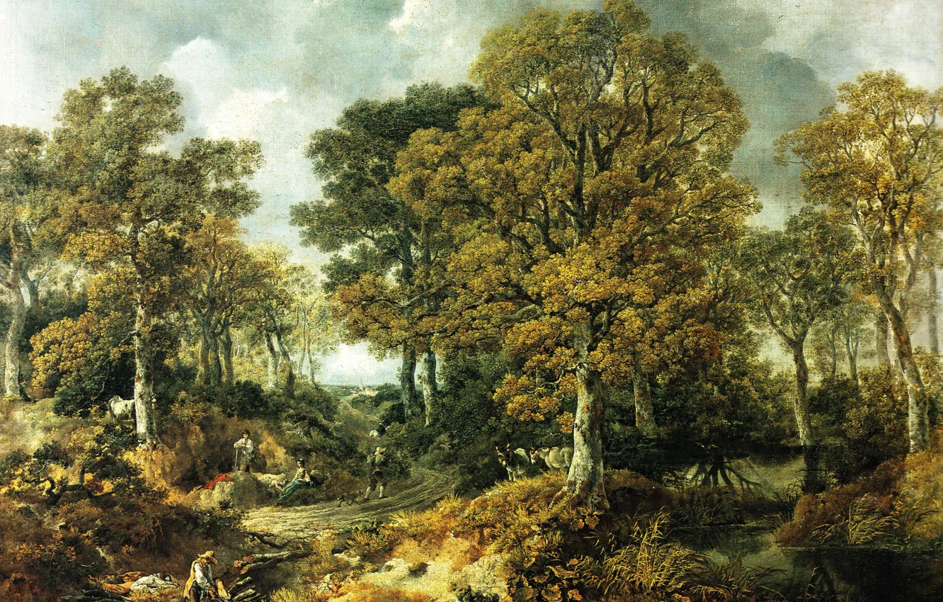 Photo wallpaper landscape, picture, Thomas Gainsborough, Thomas Gainsborough, Forest Cornard