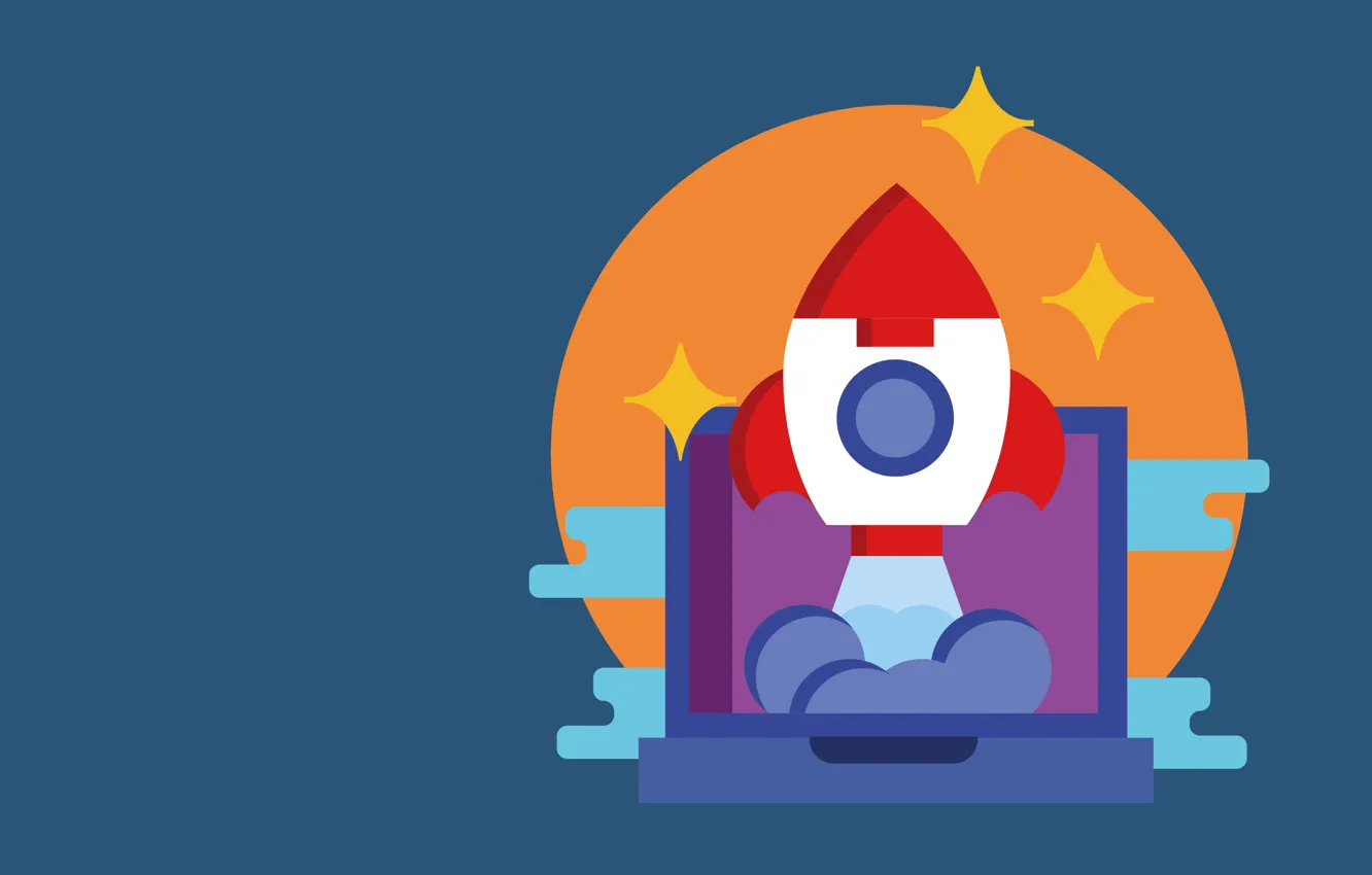 Photo wallpaper computer, graphics, minimalism, vector, rocket