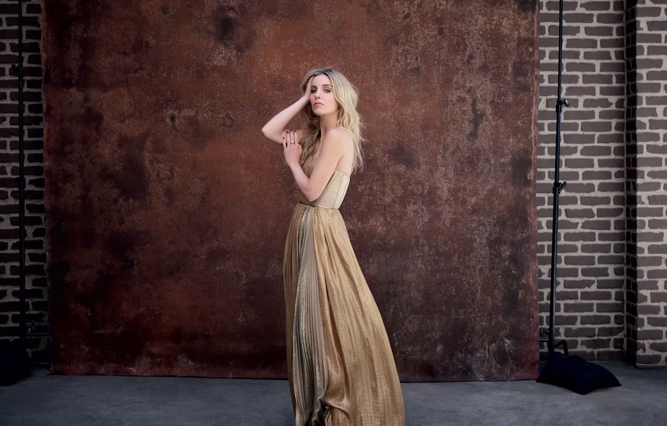 Photo wallpaper wall, dress, women, clothing, actress, posing, shooting, Annabelle Wallis