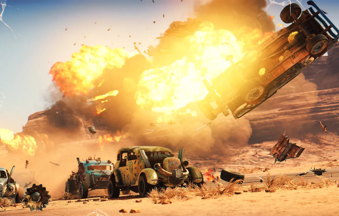Photo wallpaper machine, the explosion, desert, chase, Mad Max, Fury Road, Mad Max, Road rage