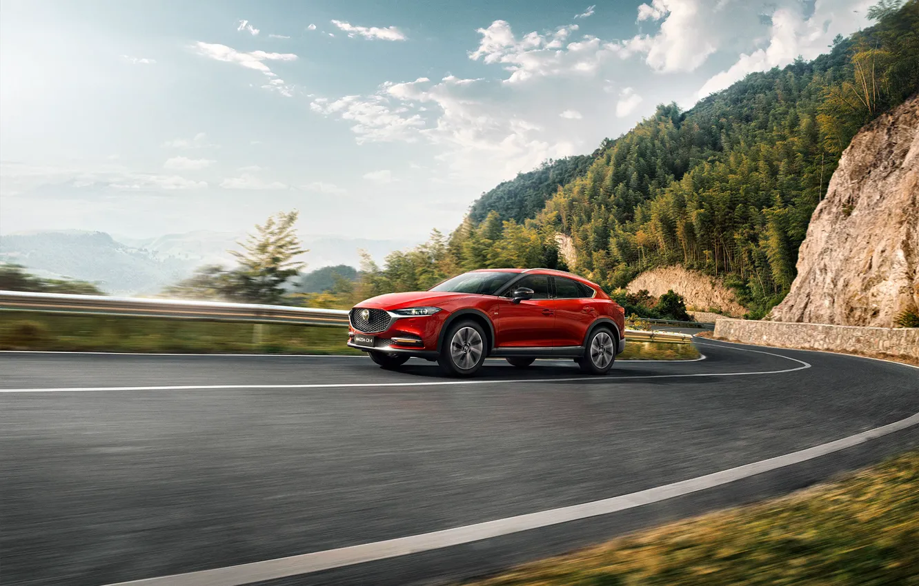 Photo wallpaper road, mountains, transport, car, Mazda CX4