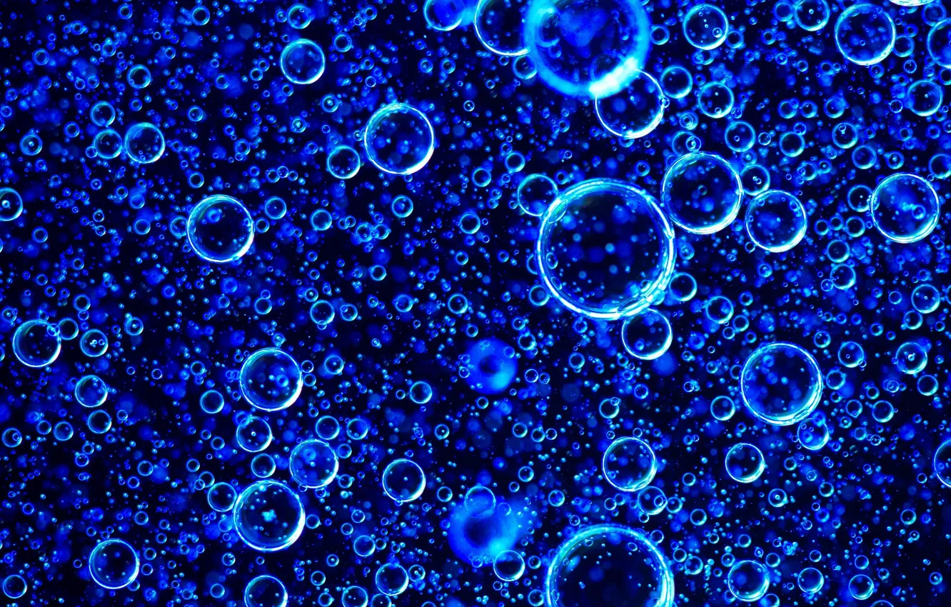 Photo wallpaper blue, bubbles, a lot