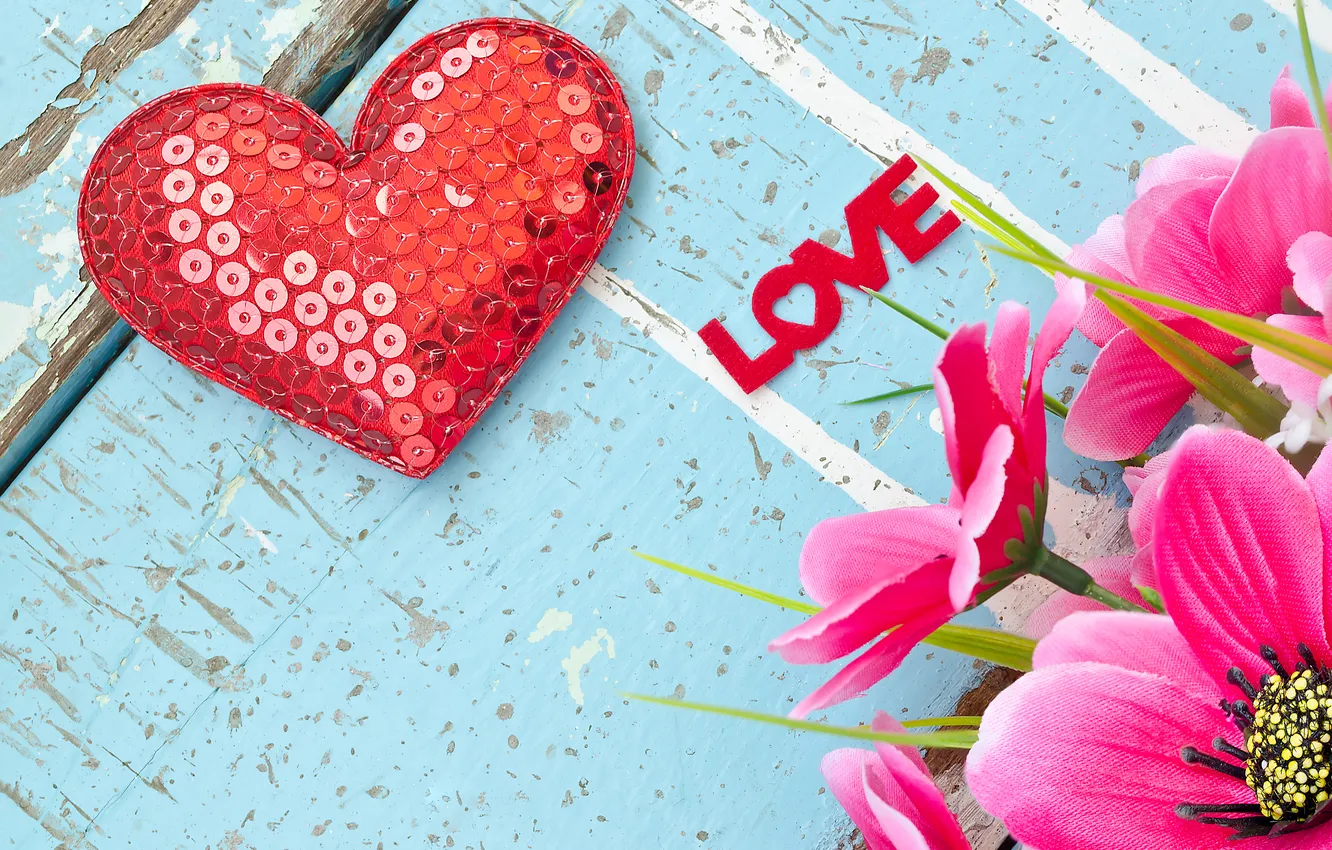 Photo wallpaper love, flowers, heart, love, heart, romantic, valentines