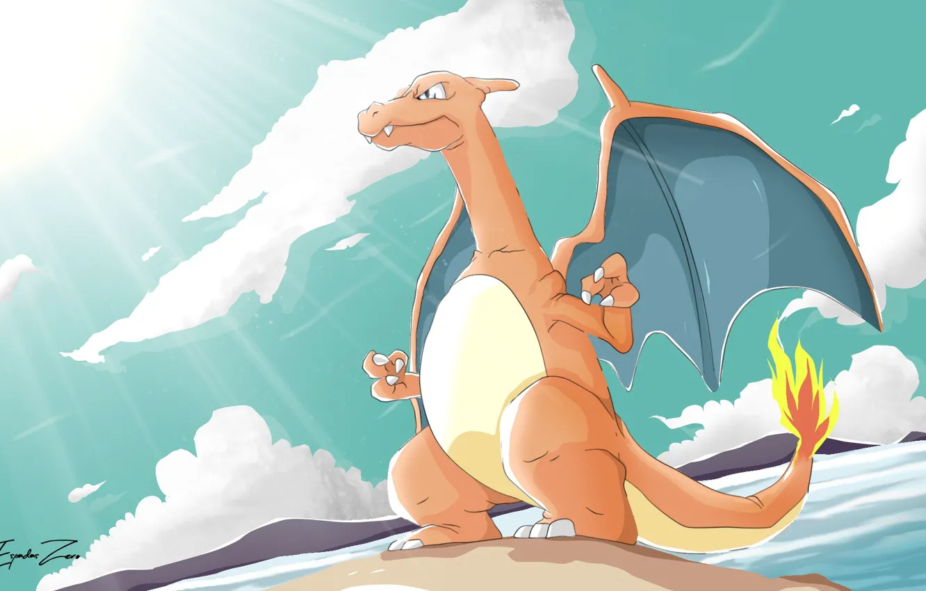 Photo wallpaper dragon, dinosaur, pokemon, pokemon, Charizard