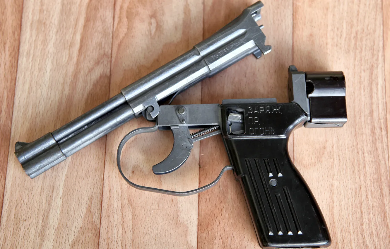 Photo wallpaper gun, weapons, view, trunk, cartridge, gun, pistol, side