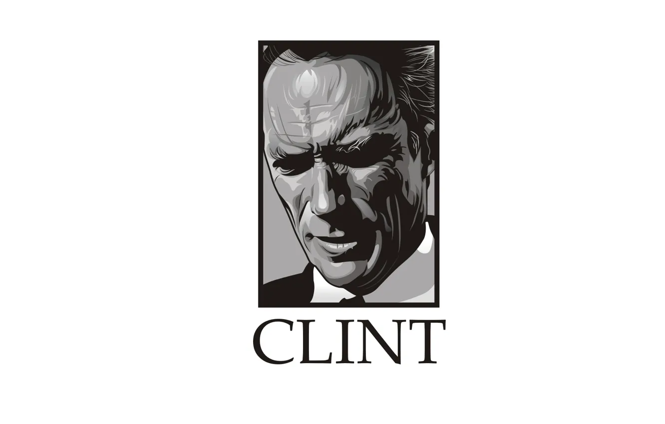 Photo wallpaper face, minimalism, actor, Clint Eastwood, Clint Eastwood