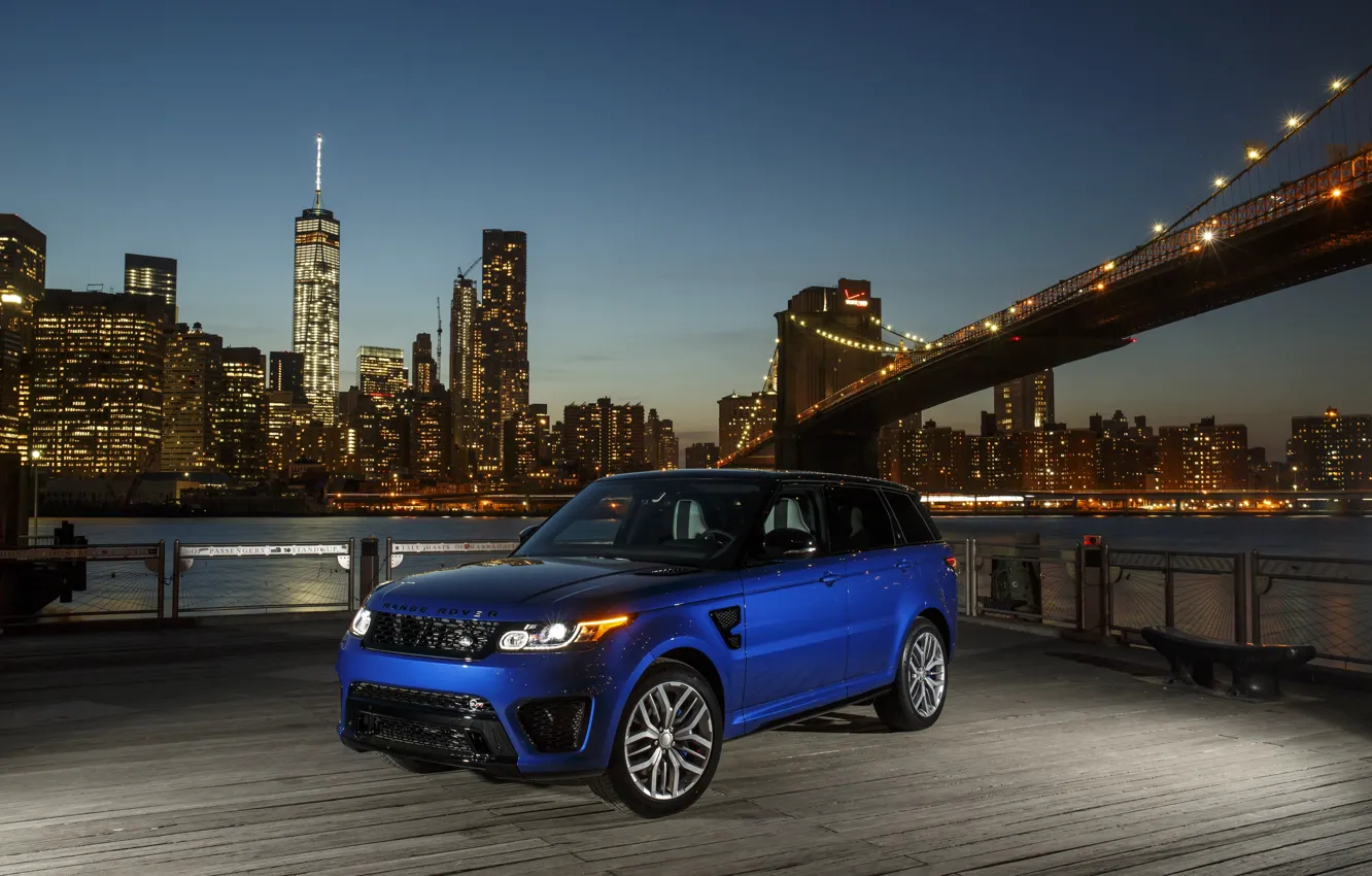 Photo wallpaper City, Land Rover, Blue, Range Rover Sport, SVR