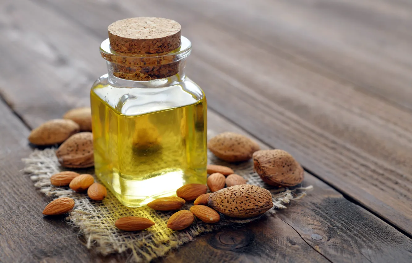 Photo wallpaper oil, nuts, almonds