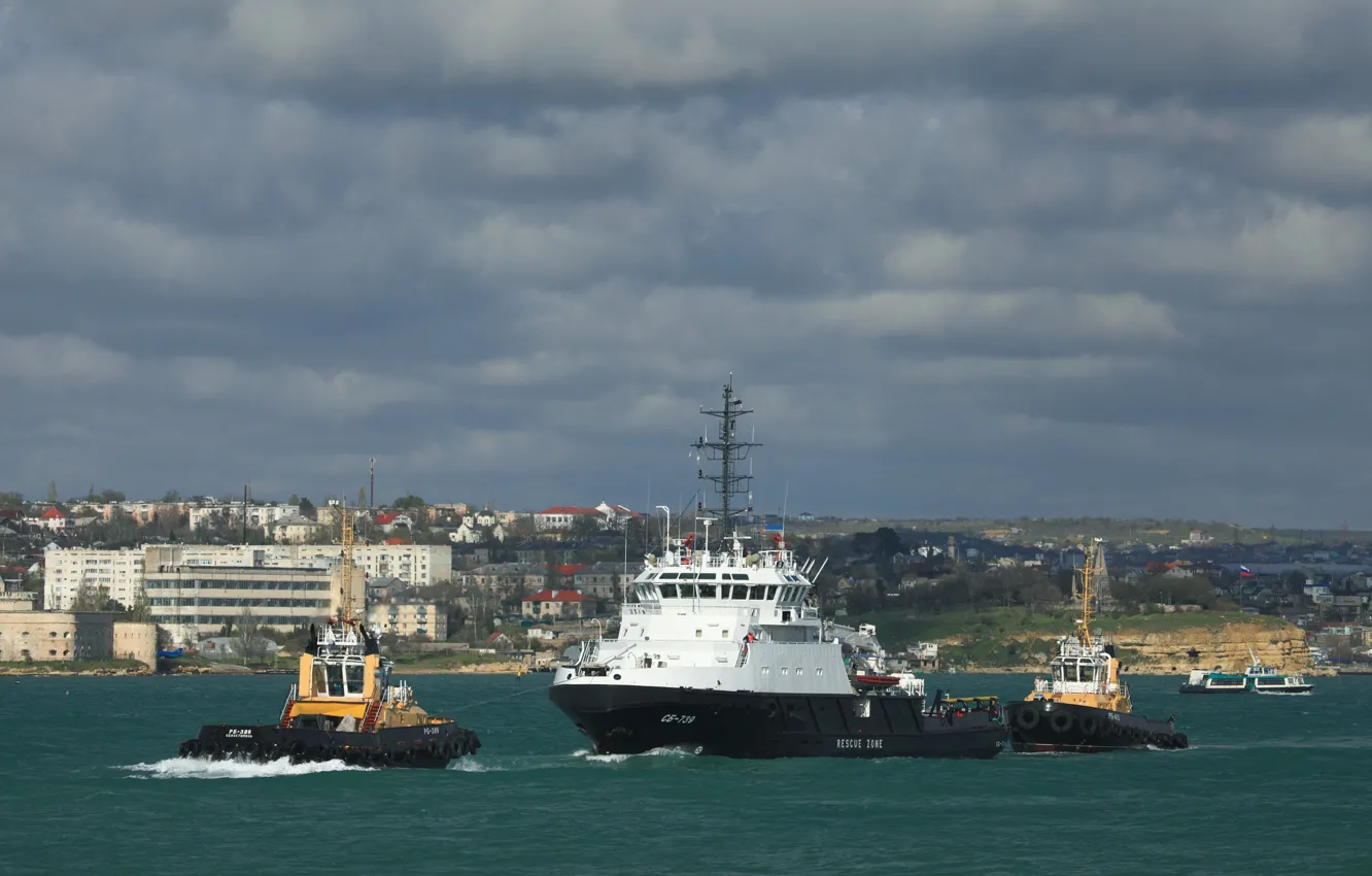 Photo wallpaper tug, sea, The black sea, weekdays