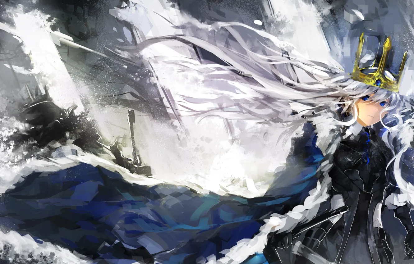 Photo wallpaper girl, weapons, sword, crown, art, saberiii, Pixiv Fantasia: Sword Regalia