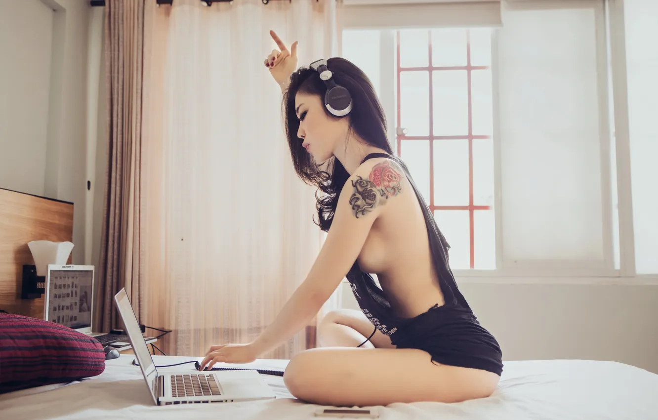 Photo wallpaper girl, background, Asian