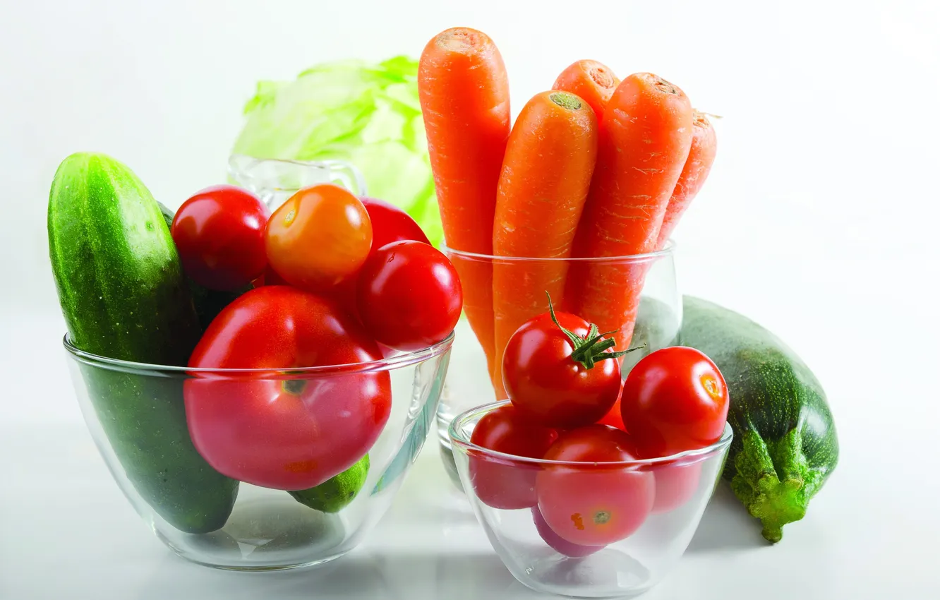 Photo wallpaper Vegetables, tomatoes, carrots, zucchini
