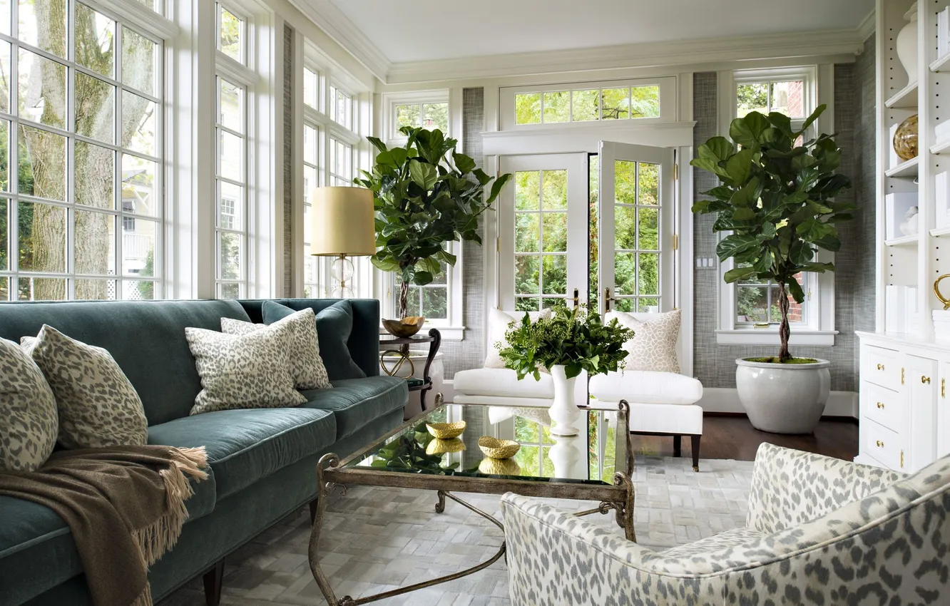 Photo wallpaper design, style, plant, interior, veranda, upholstered furniture