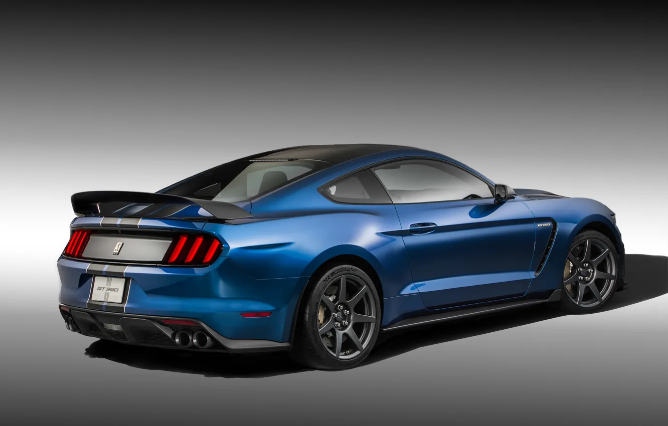 Photo wallpaper Mustang, Ford, Shelby, Muscle, Car, Blue, Rear, 2015