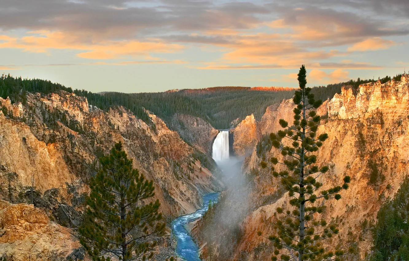 Photo wallpaper Wyoming, Wyoming, Yellowstone national Park, Yellowstone National Park, Lower Yellowstone Falls, Lower Yellowstone Falls