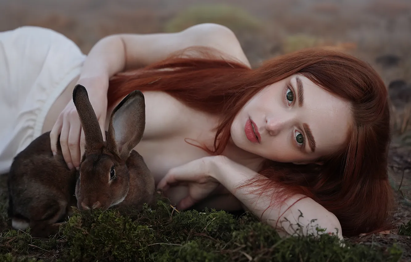 Photo wallpaper rabbit, redhead, Marina Zharinova