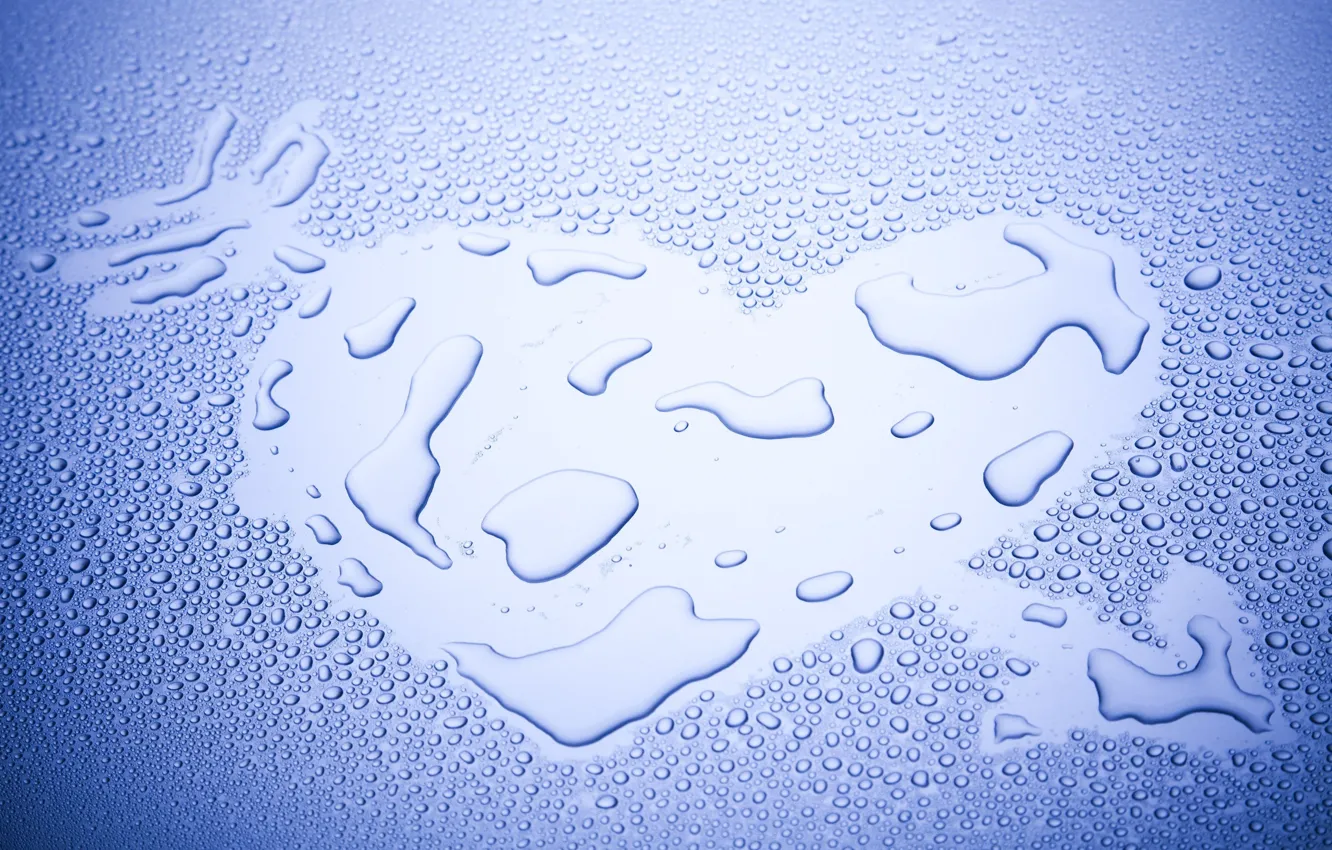 Photo wallpaper water, drops, love, background, mood, blue, Wallpaper, heart