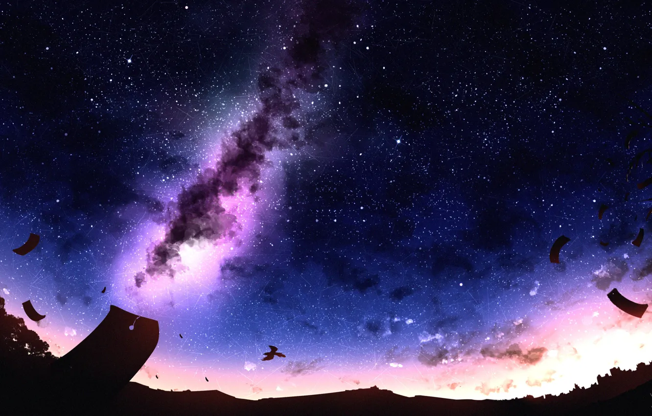 Photo wallpaper the sky, night, the milky way, notes with wishes