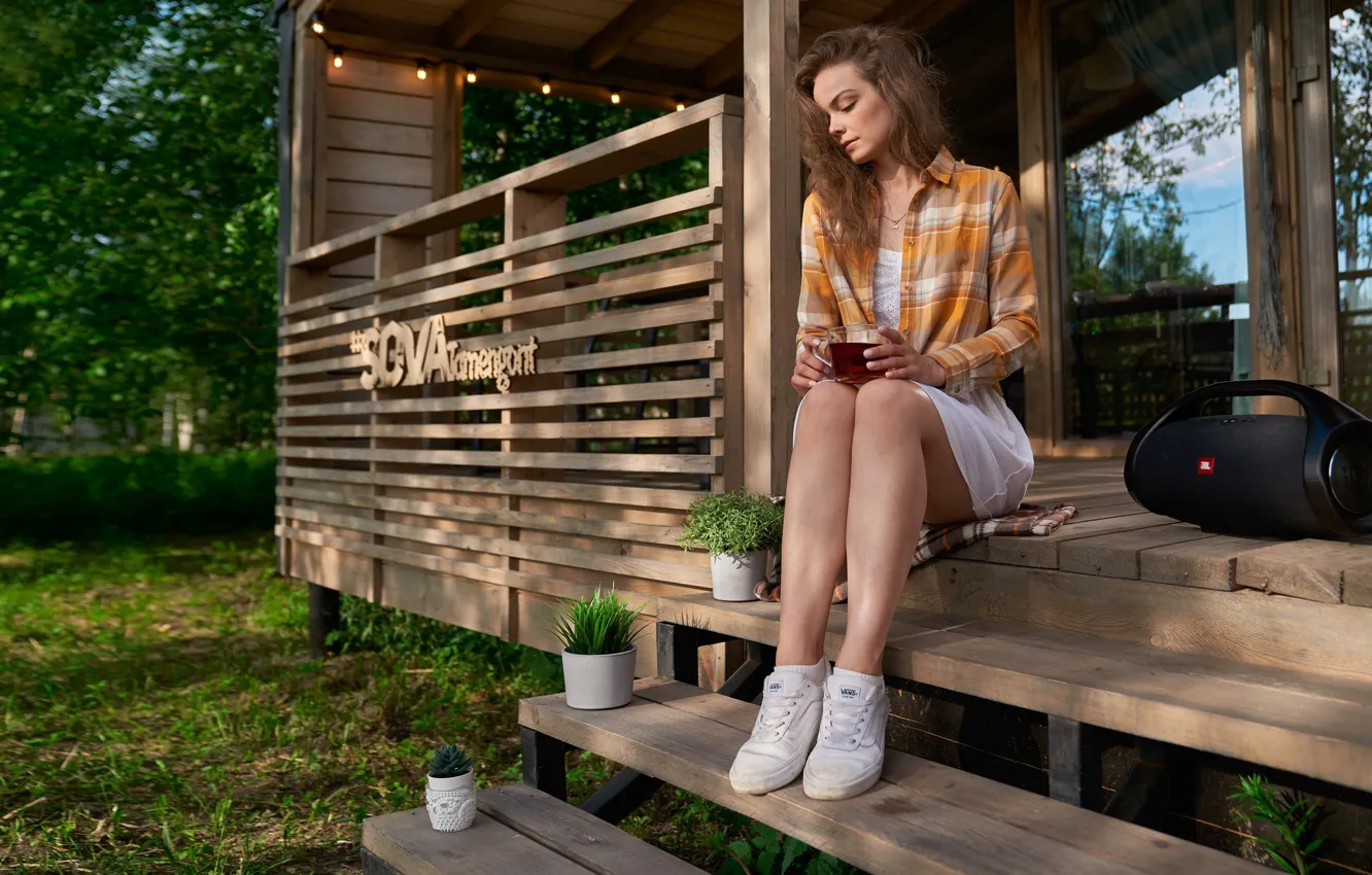 Photo wallpaper girl, pose, mood, terrace, Maria Kudryavtseva, Sergey Gorshenin