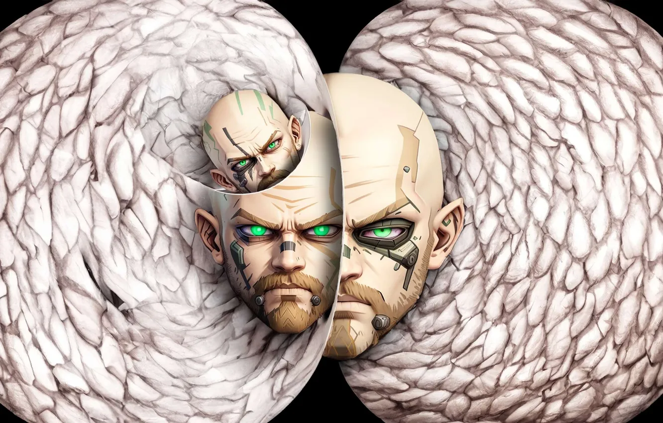 Photo wallpaper face, robot, cyborg, Surah