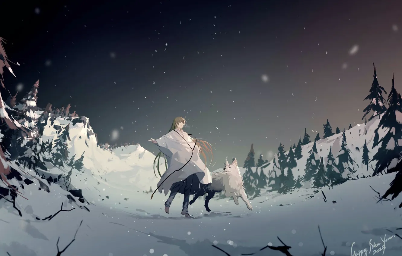 Photo wallpaper snow, dog, Fate / Grand Order, The destiny of a great campaign