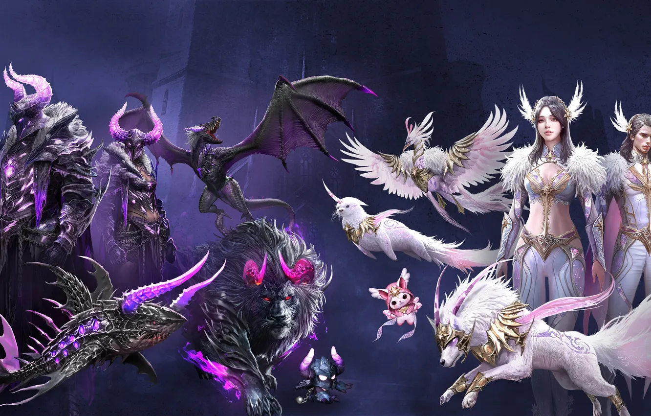 Photo wallpaper Games, Angels, Demons, Game Art, 2024 Games, Throne and Liberty