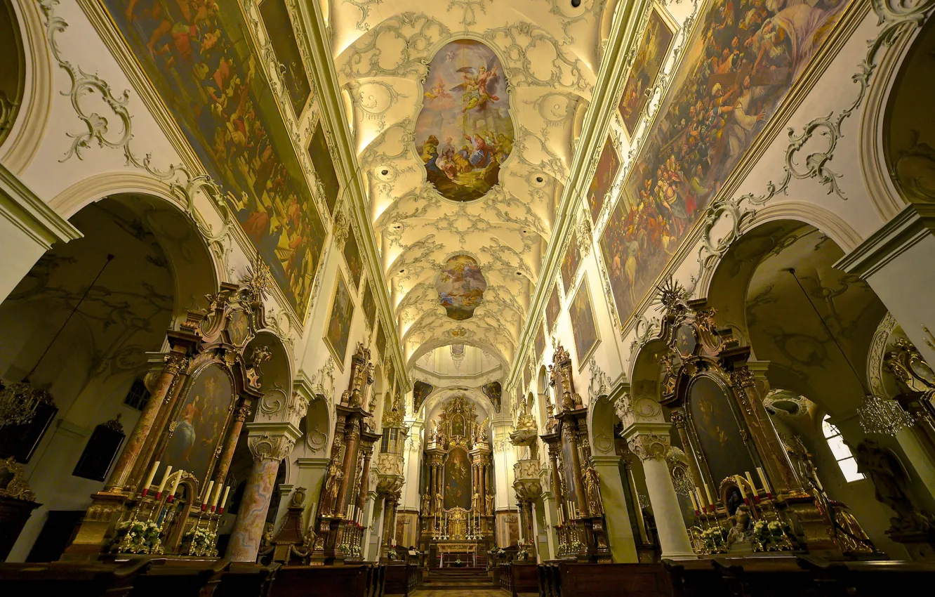Photo wallpaper Austria, Church, mural, religion, the monastery, painting, Salzburg, the nave