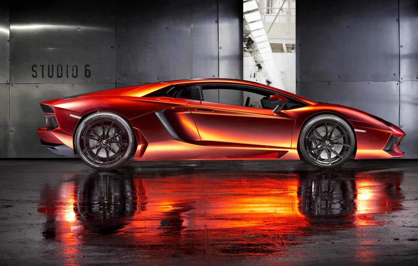 Photo wallpaper orange, Lamborghini, rechange, Lamborghini Aventador, Supercar, hq Wallpapers