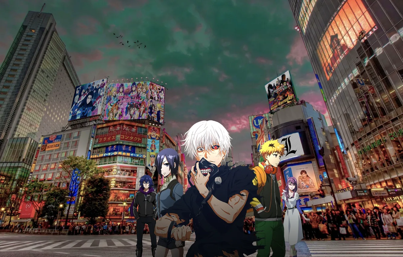 Photo wallpaper city, Tokyo, anime, manga, oriental, light novel, Tokyo Ghoul, ghoul