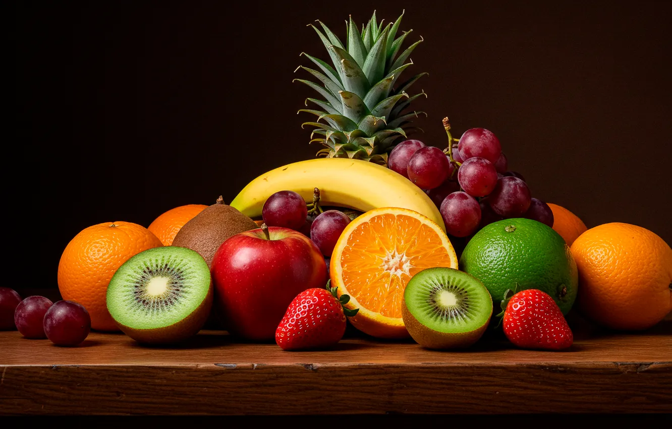 Photo wallpaper table, food, fruit, food, composition, fruits, table, composition