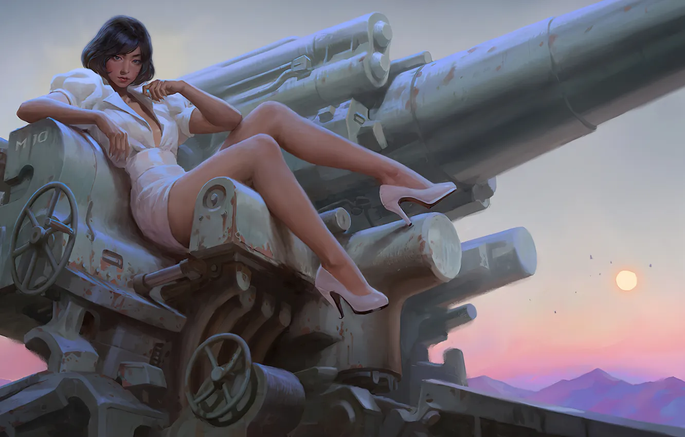 Photo wallpaper woman, sunset, pink, mountains, KILART, The 240mm Dragon Girl’s Trajectory Is Beyond Doubt