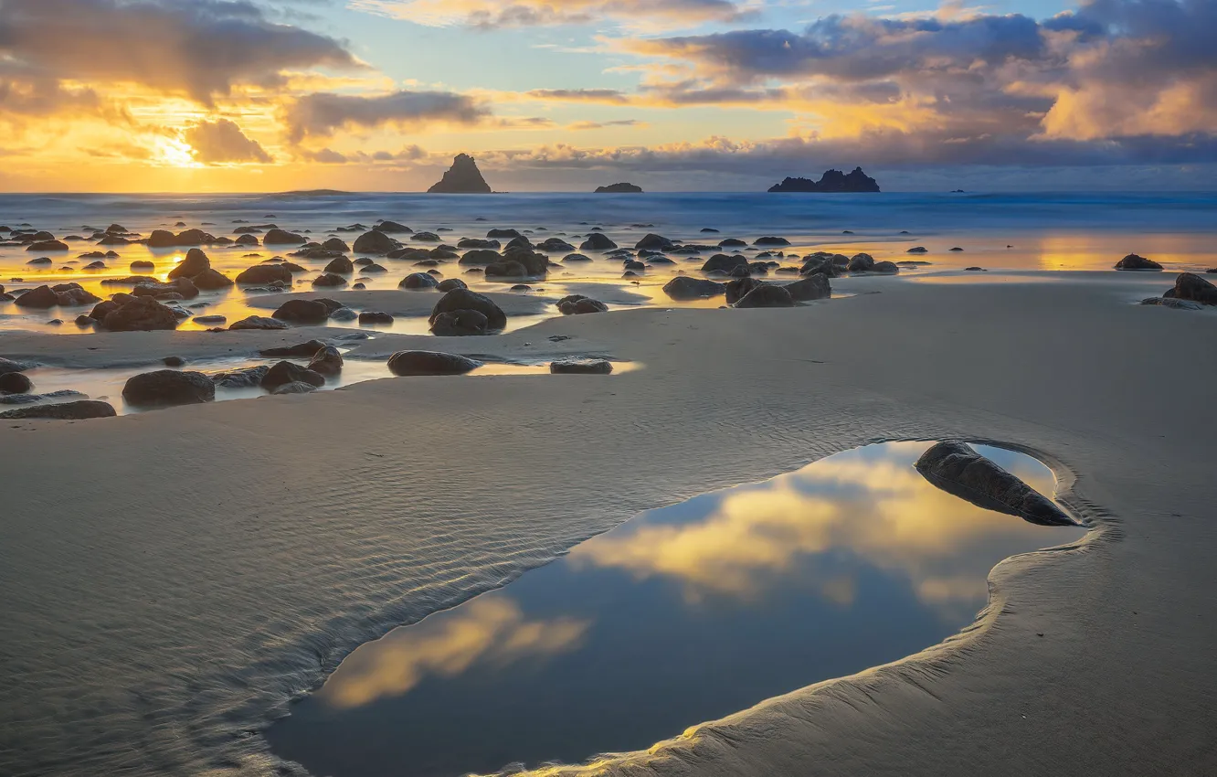 Photo wallpaper sea, stones, shore