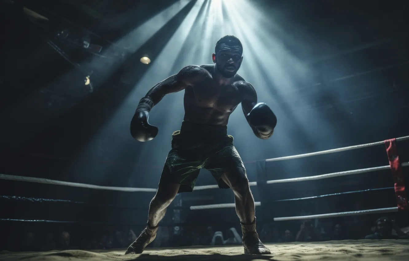 Photo wallpaper Sport, Gloves, Male, Boxing, Digital art, The ring, AI art, The Art of Artificial Intelligence