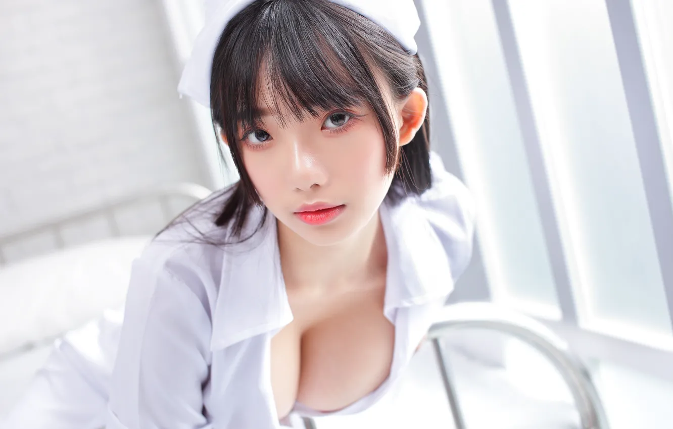 Photo wallpaper look, sexy, pose, model, portrait, makeup, brunette, hairstyle