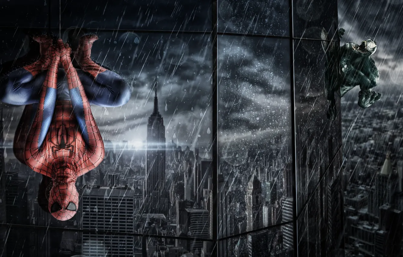 Photo wallpaper reflection, rain, building, web, window, costume, the shower, hanging