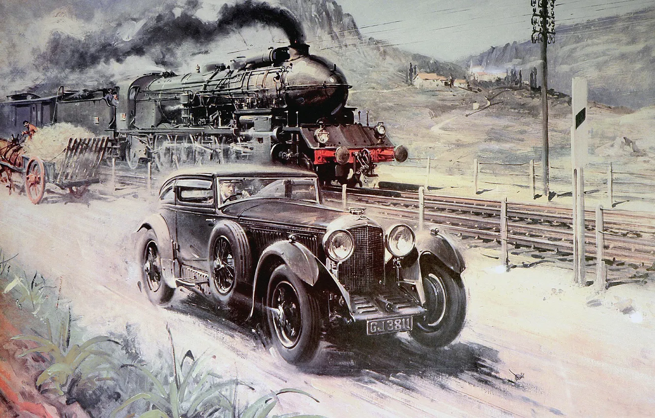 Photo wallpaper road, auto, retro, the engine, beginning, smoke., The twentieth century