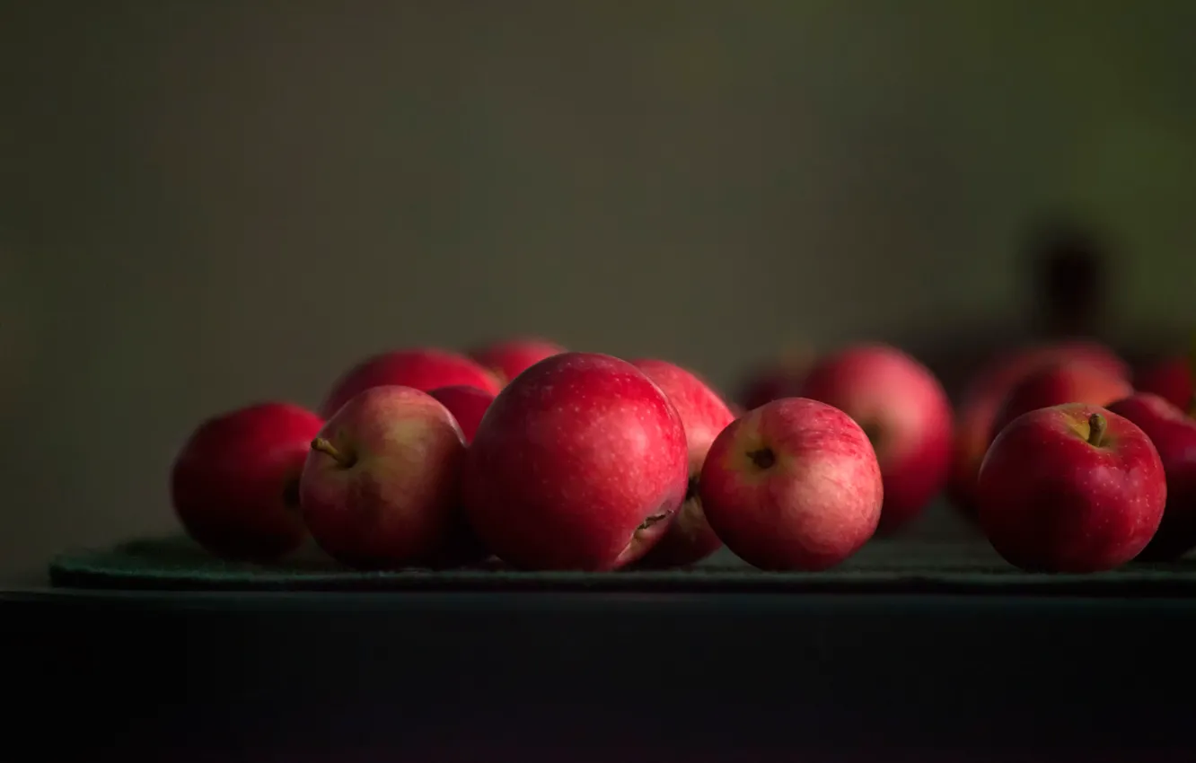 Photo wallpaper red, apples, bokeh