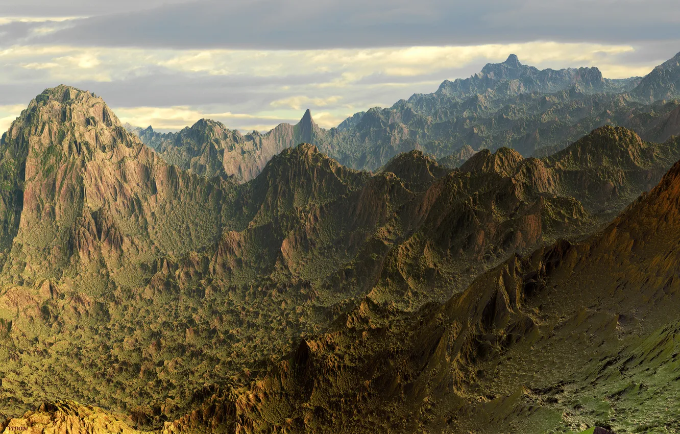 Photo wallpaper the sky, clouds, mountains, clouds, rocks