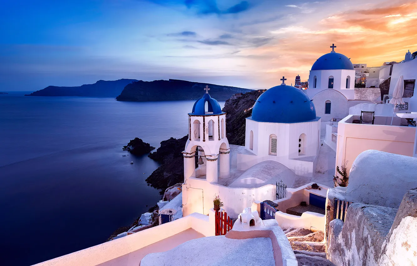 Photo wallpaper sea, home, Santorini, Greece