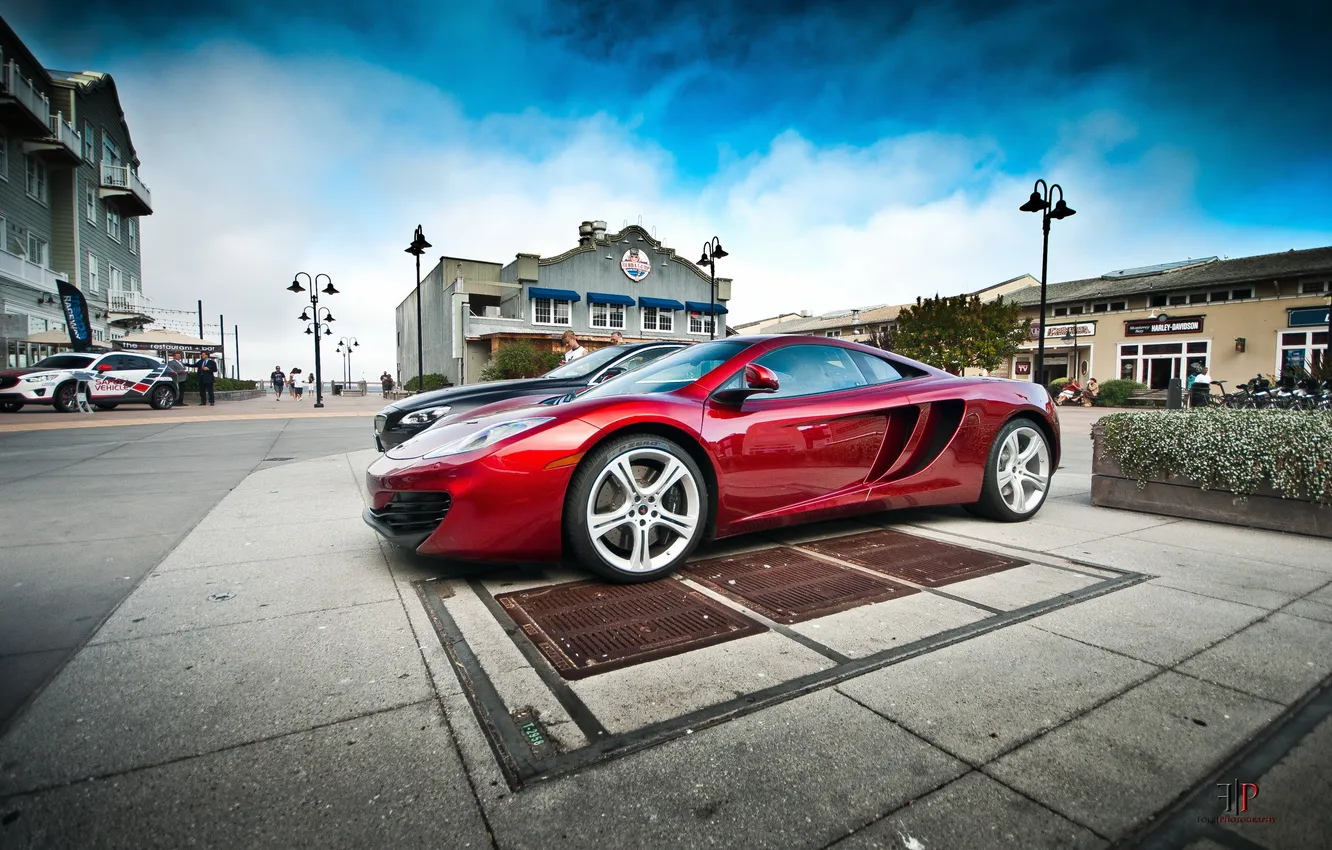 Photo wallpaper the city, street, McLaren MP4-12C