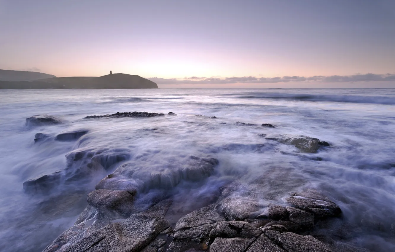 Photo wallpaper sea, landscape, sunset